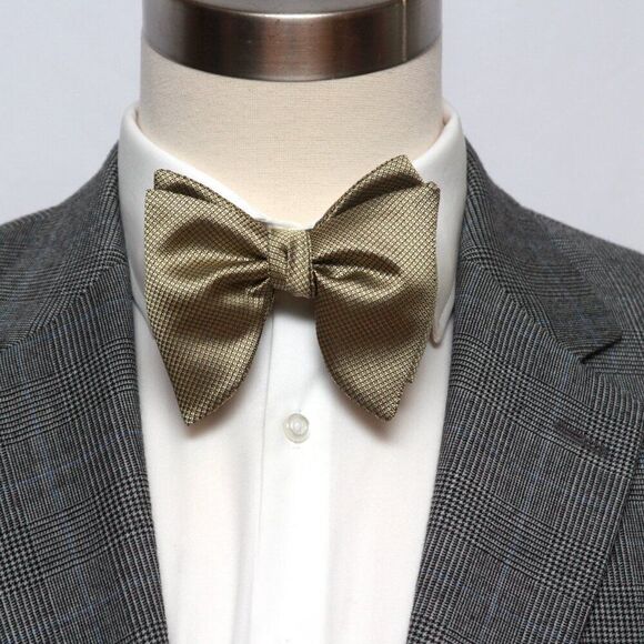 Men's Self-tied Bow Tie Dusty Gold Silk Big Butterfly S428 - Picture 9 of 16
